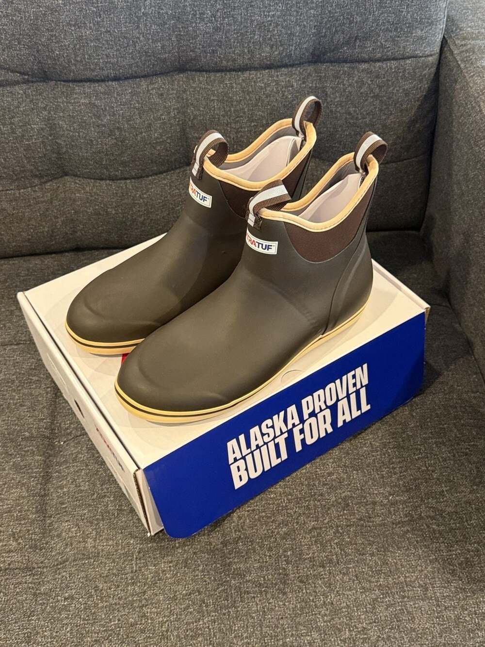 12M - XTRATUF Ankle Boots Brown Rubber Deck Boots